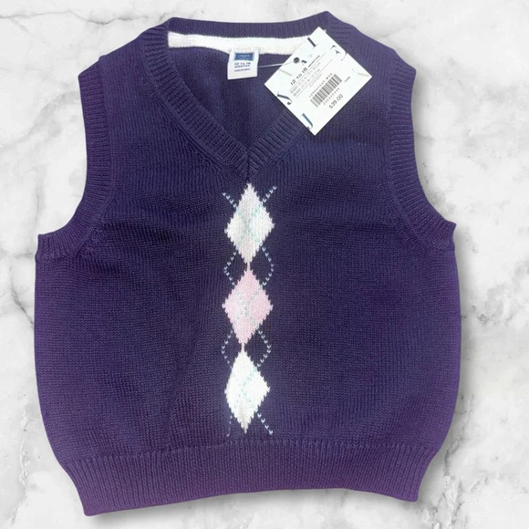 ⭐️New with tags ⭐️Janie and Jack Toddler Argyle Sweater Vest. Size 12-18m - Picture 1 of 4